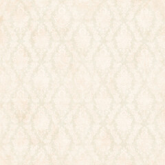 Soft faded beige damask wallpaper with vintage baroque floral design. Seamless distressed texture ideal for shabby chic, antique, and rustic decor.