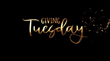 Animated  Giving Tuesday lettering with splatters suitable for nonprofit social media posts, fundraising campaigns, websites, and charity event promotion.