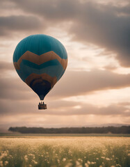 Obraz premium landing field hot air flight flying floating colourful blue sky recreation transportation float adventure festival race competition summer sport