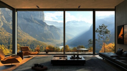 Mountain View Living Room: Breathtaking Panoramic Scenery