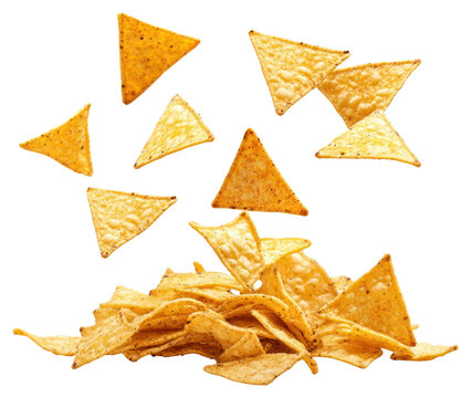 PNG Falling triangular tortilla chips nachos snack food.