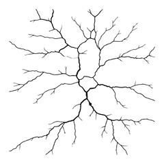 Split lines in the concrete or large fissures in the wall on a white background. Crack wall concrete
