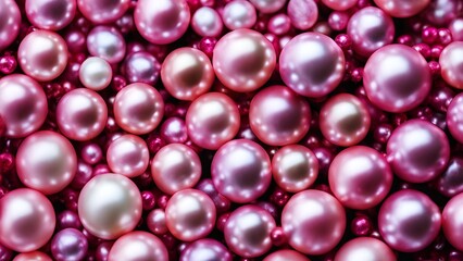 An exquisite arrangement of pink pearls seen from above, forming an abstract texture that enhances celebratory backgrounds