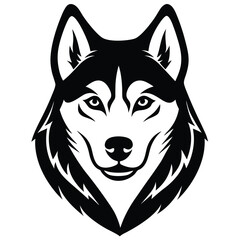 Siberian husky dog head vector silhouette art illustration