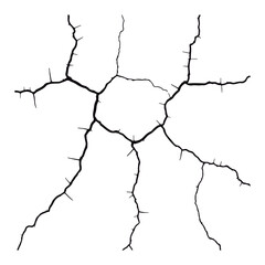 Split lines in the concrete or large fissures in the wall on a white background. Crack wall concrete
