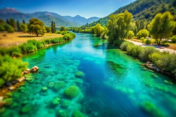 Naklejka premium Hypnotic Azmak River: Turquoise Waters & Coastal Sands, Akyaka, Turkey