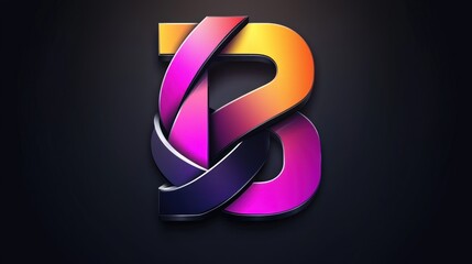 Abstract 3D Letter B Logo Design: Vibrant Gradient Colors and Intertwined Shapes