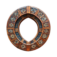 Horseshoe-Shaped Window with Floral Geometric Pattern Isolated on Transparent Background