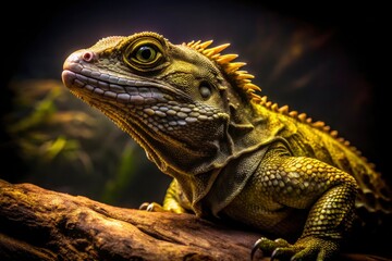 A nocturnal silhouette: Auckland Zoo's tuatara, a threatened reptile, captured in dark nature photography.