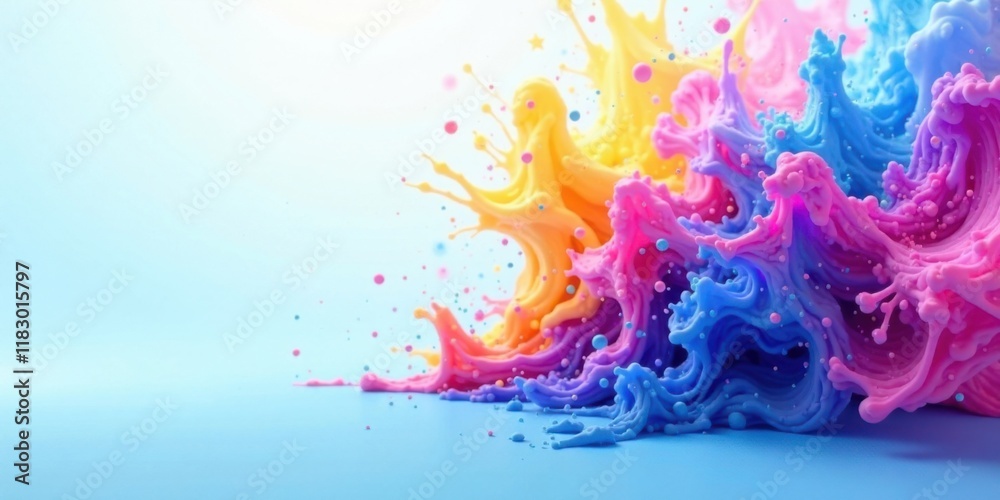 Poster abstract colorful liquid splash, vibrant hues and dynamic flow