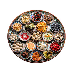 Iftar Snack Trays with Islamic Patterns Isolated on Transparent Background