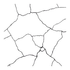 Split lines in the concrete or large fissures in the wall on a white background. Crack wall concrete
