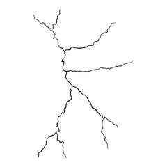 Split lines in the concrete or large fissures in the wall on a white background. Crack wall concrete
