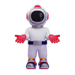 Playful Astronaut Character Welcoming Gesture, Perfect for Educational Materials, Space-Themed Projects, or Children's Media.