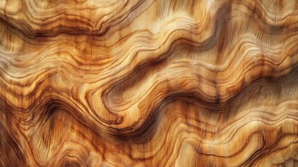 Abstract Swirling Patterns on a Beautifully Polished Natural Wood Surface Showcasing Rich Grain and Warm Tones for Artistic and Interior Design Use