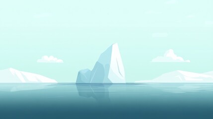 Serene Iceberg Landscape in Tranquil Blue Waters with Clouds