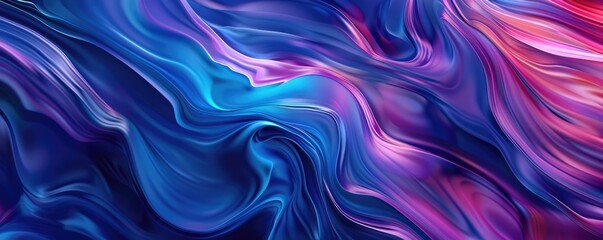 Obraz premium Abstract vivid blue purple wave flow express energetic texture. Seamless texture of vividness curve swirling convey sense of harmony and wonderful scene perfect for effect and graphic design. AIG61.
