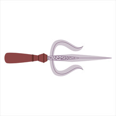 Trisula weapon traditional mythology sharp dagger protection artifact Poseidon Neptune equipment medieval culture heritage protection symbol design icon