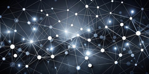 Fototapeta premium Abstract Network Connections Intertwined Nodes and Lines Representing Global Communication and Data Exchange