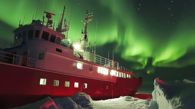 The Antarctic Aurora: A Natural Light Phenomenon Displaying Dynamic Patterns of Brilliant Colors in the Southern Sky.  
