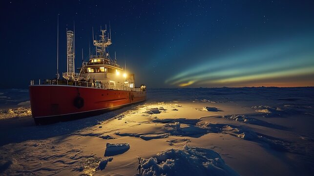 The Antarctic Aurora: A Natural Light Phenomenon Displaying Dynamic Patterns of Brilliant Colors in the Southern Sky.  