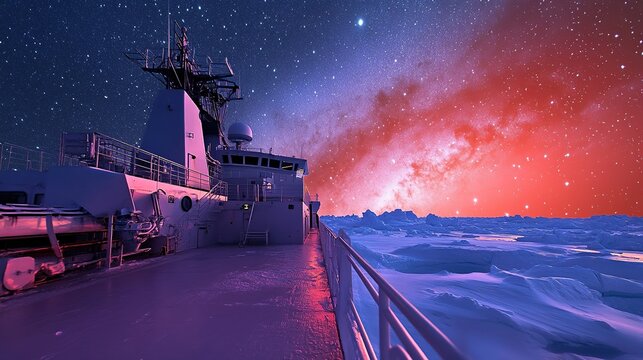 The Antarctic Aurora: A Natural Light Phenomenon Displaying Dynamic Patterns of Brilliant Colors in the Southern Sky.  