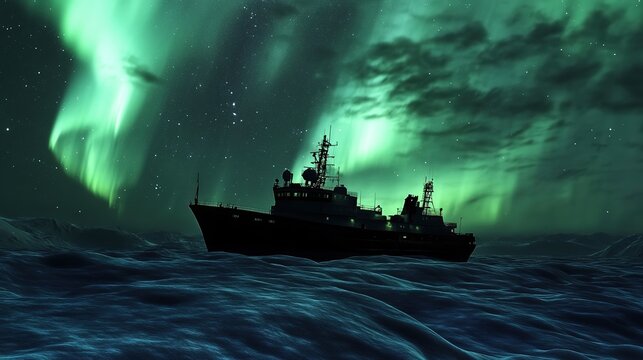 The Antarctic Aurora: A Natural Light Phenomenon Displaying Dynamic Patterns of Brilliant Colors in the Southern Sky.  