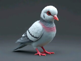 Fototapeta premium Happy cute pigeon cartoon 3d illustration