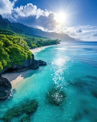 Fototapeta premium Breathtaking coastal view with clear waters