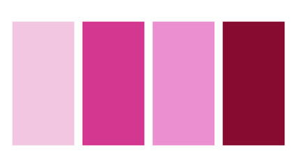 Hot Pink, Pink, Magenta, Burgundy color palette. Set of bright color palette combination in rgb hex. Color palette for ui ux design. Abstract vector illustration for your graphic design, banner