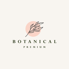 Botanical Logo with Wild Flower and Leaves. Logo for spa and beauty salon