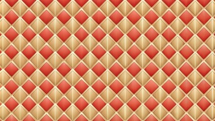 Abstract Geometric Pattern of Interlocking Diamond Shapes in Coral and Beige