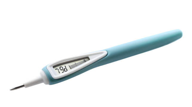 A 3d temperature thermometer for fever isolated on white background