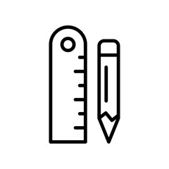 ruler and pencil icon line vector design template with trendy style