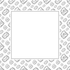 mail icon frame. doodle mail icon square frame. hand drawn mail icon frame background. mail icon background