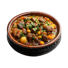 Lamb Tagine Stew with Potatoes and Carrots Isolated on Transparent Background
