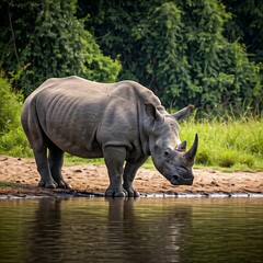 Fototapeta premium Rhinos communicate through 