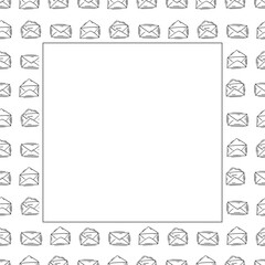 mail icon frame. doodle mail icon square frame. hand drawn mail icon frame background. mail icon background