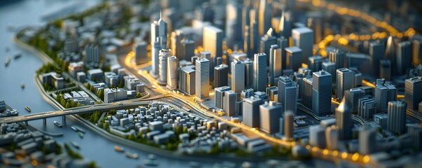 Obraz premium Futuristic Urban Infrastructure Development with Integrated Utilities Leading to Efficiency in Urban Planning