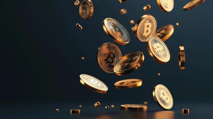 3D money coin saving. cash and floating coins exchange with finance business concept, earning investment. 3d rendering. Vector illustration