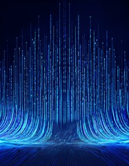 Abstract digital art: Glowing blue lines create a futuristic, dynamic scene.