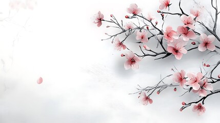 Fototapeta premium Delicate Pink Cherry Blossoms Branch Artwork