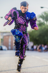 latin dancer performing traditional dance during columbus day parade. Dia de la hispanidad