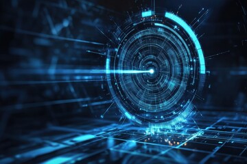 Obraz premium Dynamic holographic target visualization in a futuristic digital environment high-tech interface interactive concept for enhanced precision and engagement