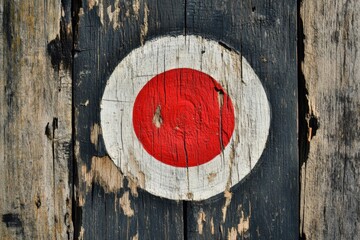 Target practice a red bullseye on a wooden stand outdoor shooting range action scene rustic environment ground view concept of focus and aim