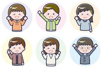 いろいろな人物セット_喜び_10代男女