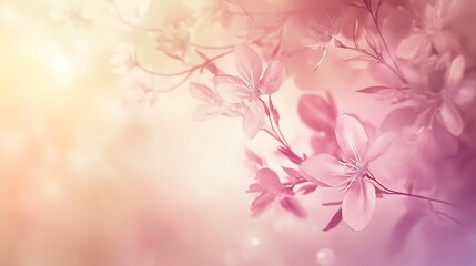 Fototapeta premium Delicate Pink Blossoms Softly Illuminated By Sunlight