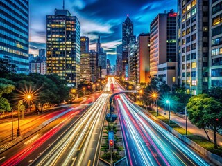 Fototapeta premium Long Exposure City Lights - Pride and Vibrancy at Night