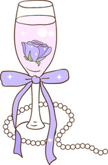 Whimsical Hand-Drawn Champagne. Party Decoration. Vector Illustration