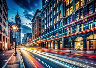 Long Exposure City Street Lights Blurred Motion Night Photography